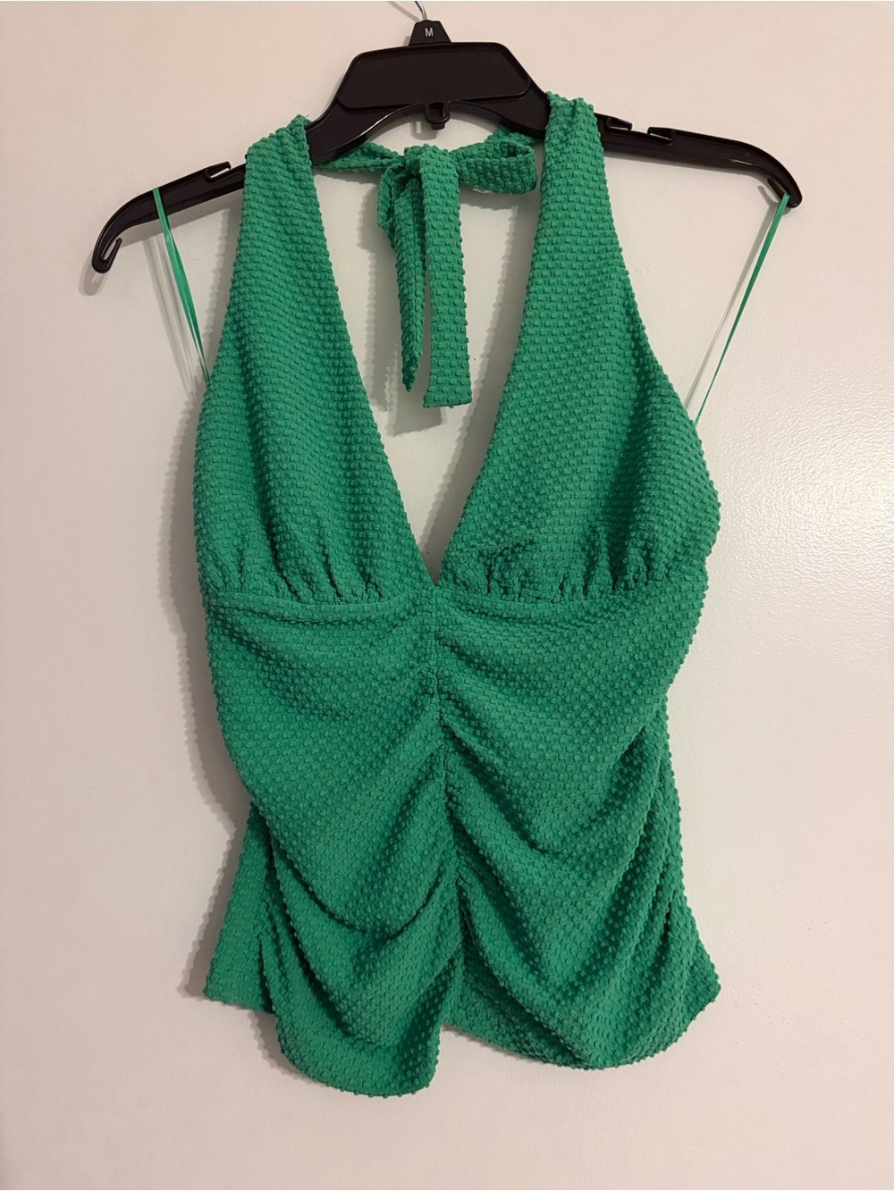 Anthropologie Green Textured Halter Camisole